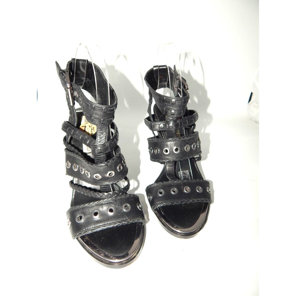 Karl Lagerfeld Black Leather Women Sandal Size 7.5